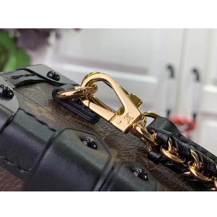 Louis Vuitton Unisex LV Petite Malle Capitale Monogram Coated Canvas Cowhide Leather S-Lock
