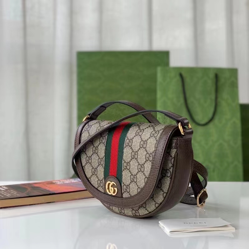 Gucci Women Ophidia Mini GG Shoulder Bag Beige Ebony GG Supreme Canvas
