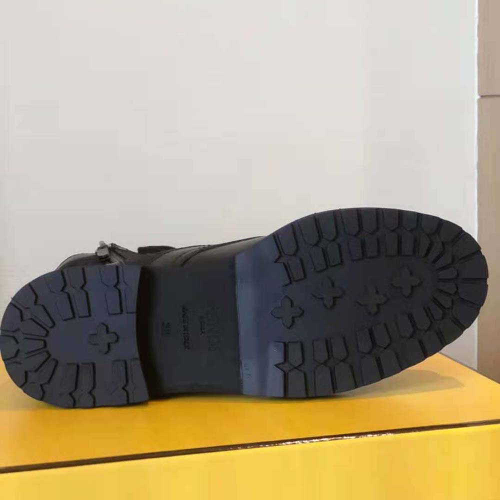 Fendi Women Signature Black Leather Biker Boots