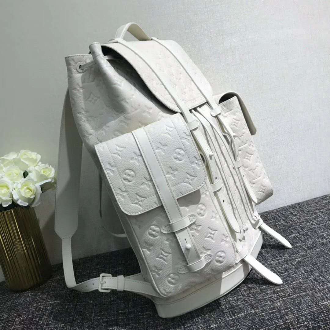Louis Vuitton LV Men Christopher PM Backpack Taurillon Cowhide-White