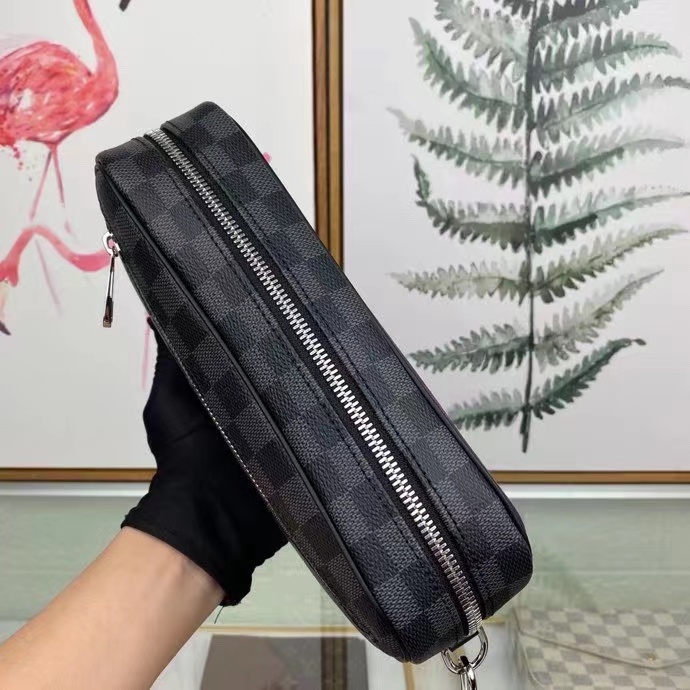 Louis Vuitton LV Unisex Kasai Clutch Grey Damier Graphite Canvas