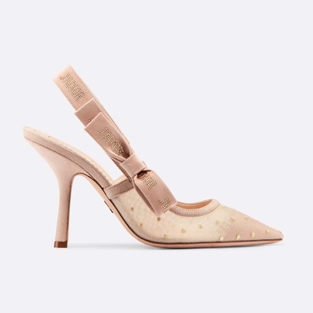 Dior Women J’adior Plumetis Slingback Pump with Strass 10cm Heel-Sandy