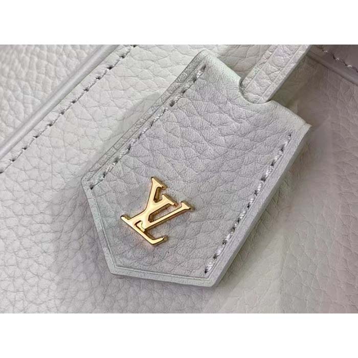Louis Vuitton LV Women Lock It MM Crème Beige Taurillon Leather Calfskin Calf Leather