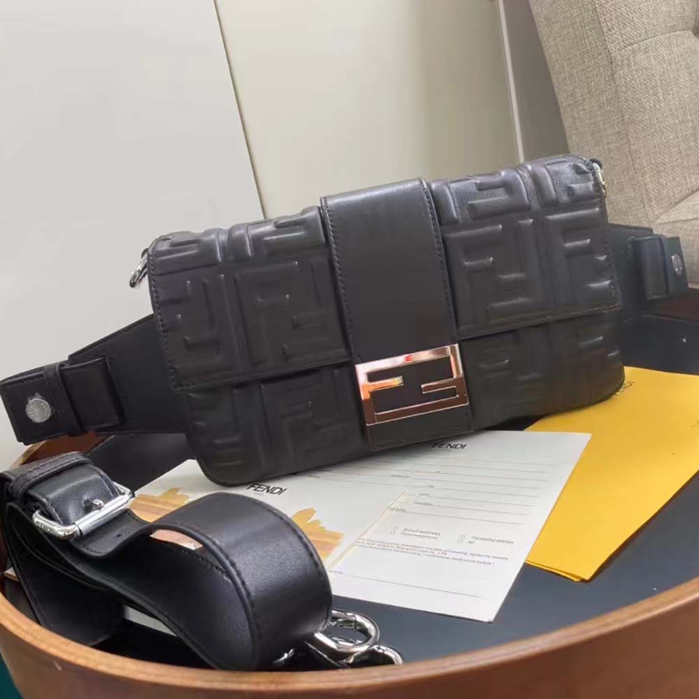 Fendi Men Baguette Black Calf Leather Bag