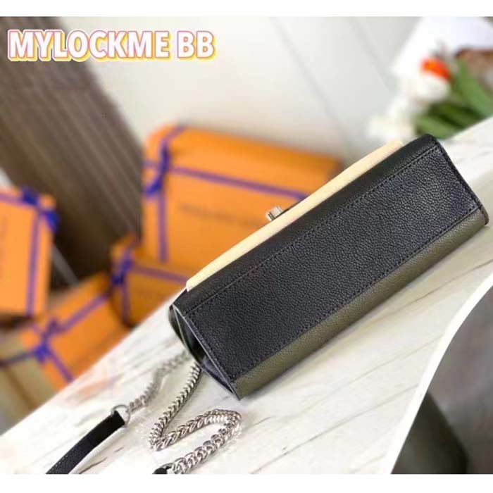 Louis Vuitton LV Women Mylockme Chain Bag Light Khaki Green Grained Calf Leather