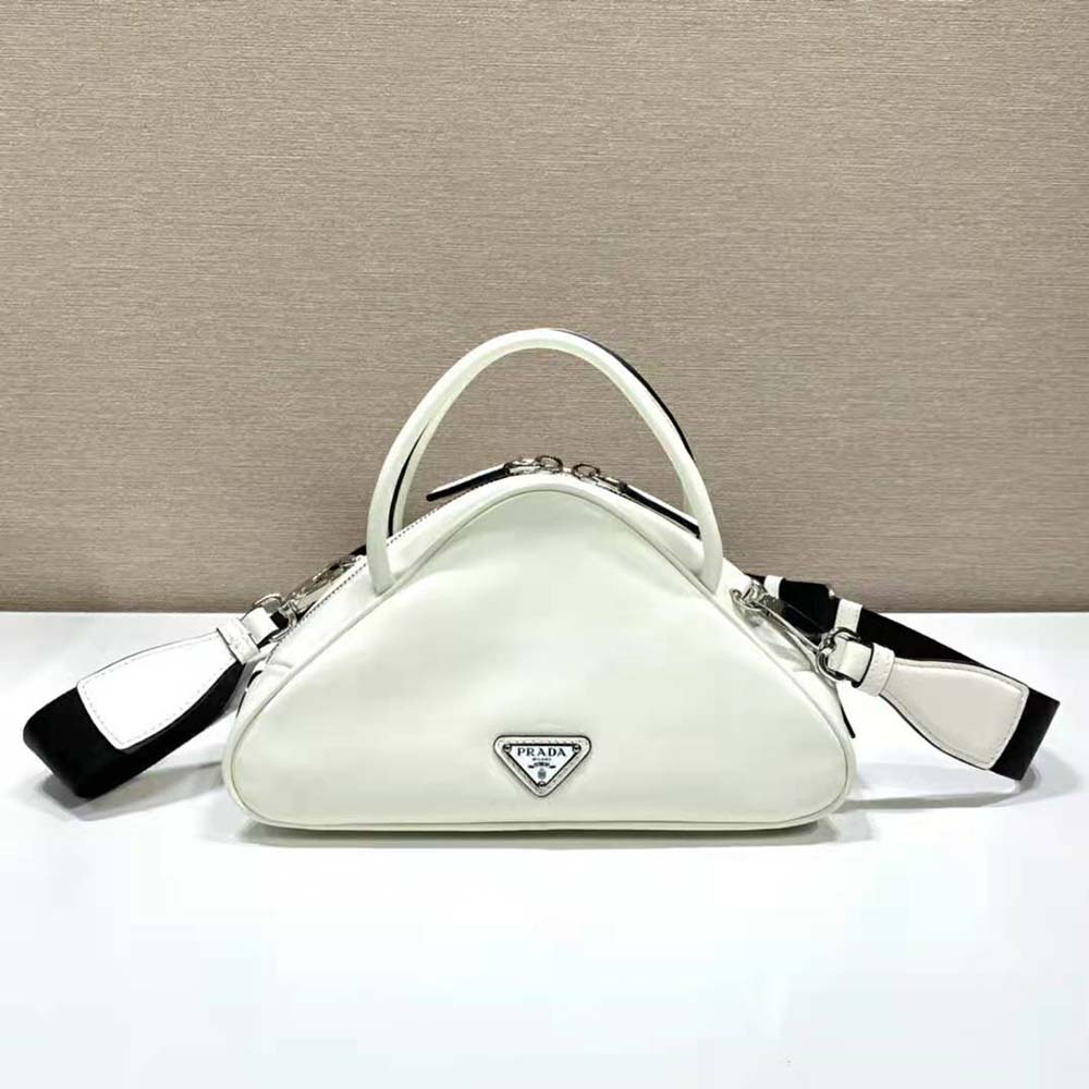 Prada Women Leather Prada Triangle Bag-White
