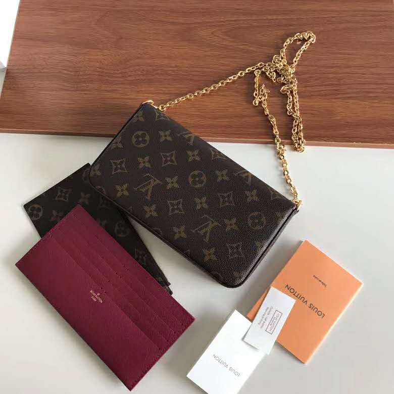Louis Vuitton LV Women Félicie Pochette Bag in Monogram Canvas-Brown