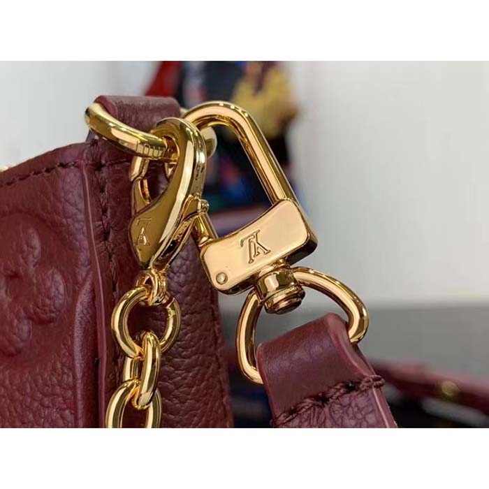 Louis Vuitton LV Women Easy Pouch Wine Red Monogram Empreinte Embossed Grained Cowhide Leather