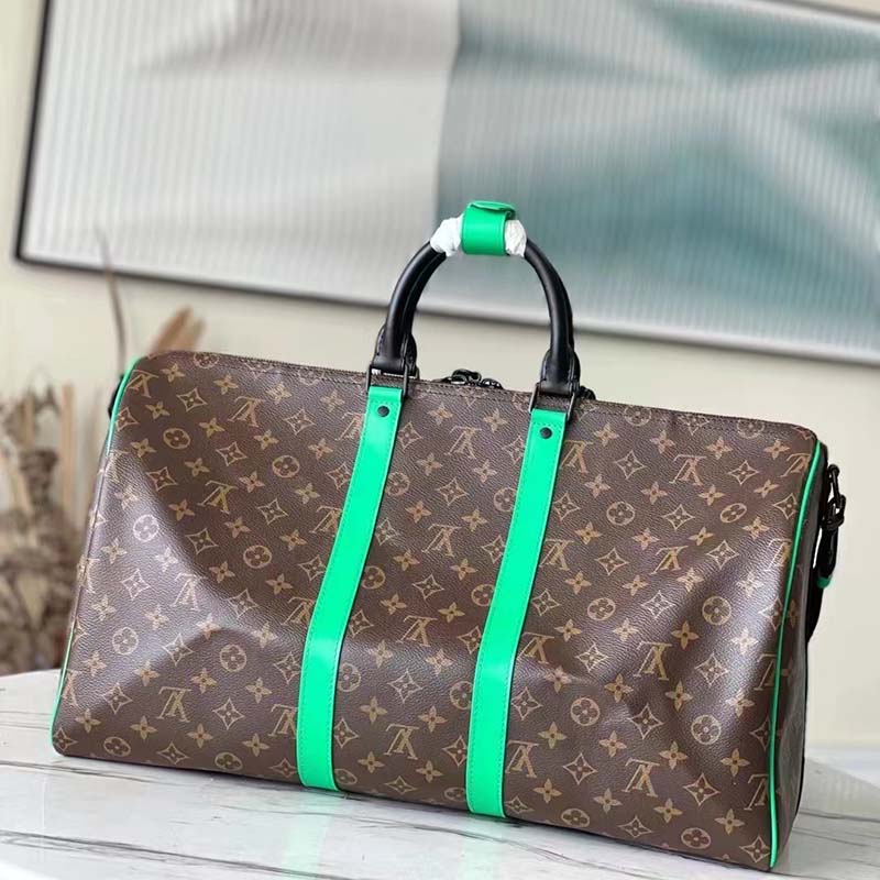 Louis Vuitton LV Unisex Keepall Bandoulière 50 Travel Bag Monogram Macassar Coated Canvas
