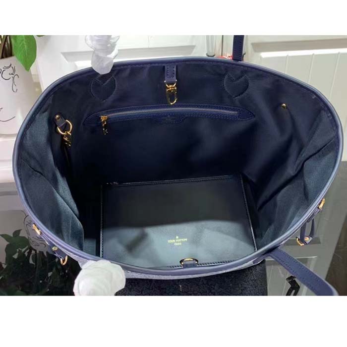 Louis Vuitton LV Unisex Neverfull MM Monogram Coated Canvas Cowhide Leather