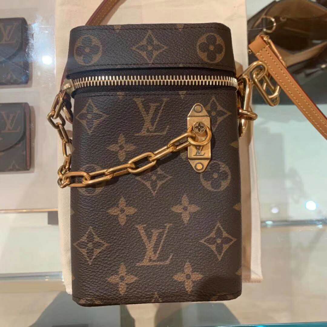 Louis Vuitton LV Unisex Phone Box Bag in Monogram Coated Canvas-Brown