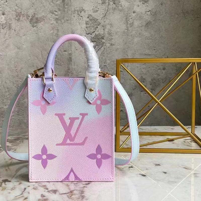 Louis Vuitton Women Petit Sac Plat Sunrise Pastel Monogram Coated Canvas Cowhide