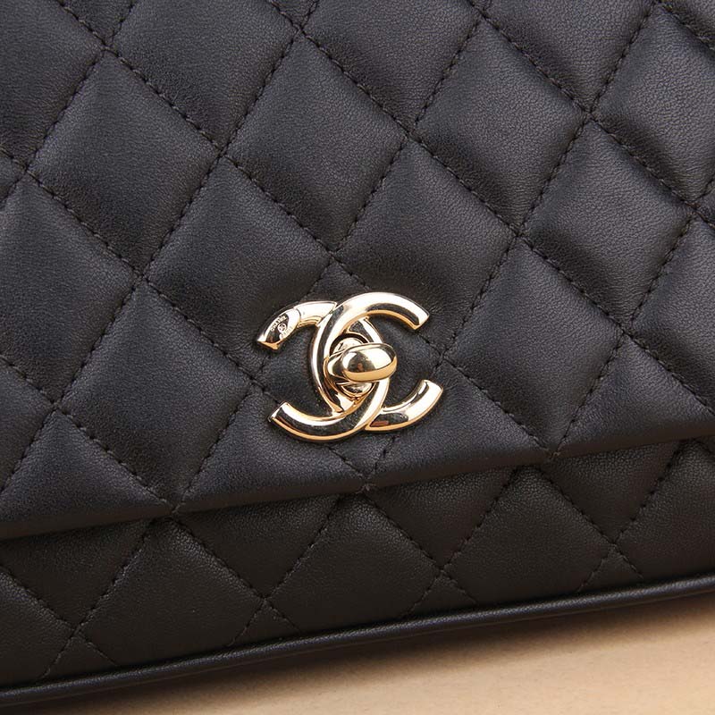 Chanel Women CF Flap Bag in Calfskin Leather with Top Handle-Black