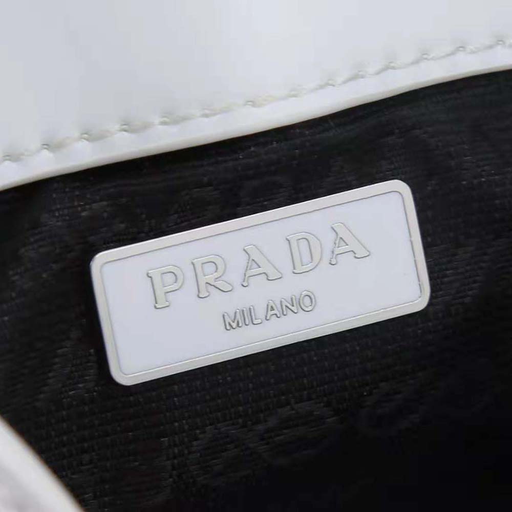 Prada Women Brushed Leather Mini-Bag-White