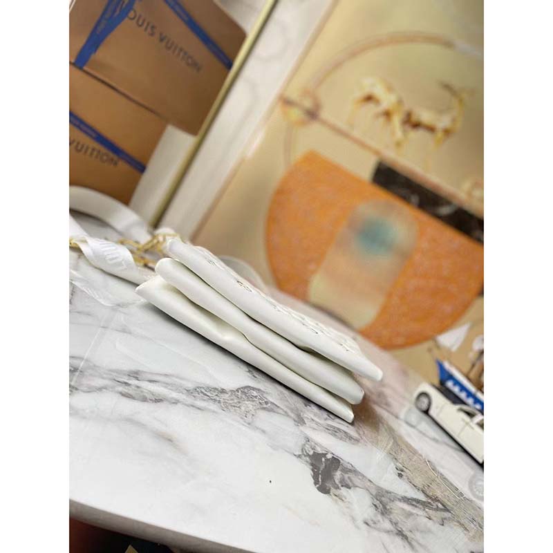 Louis Vuitton LV Women Coussin PM Handbag White Lambskin Leather Zip Closure