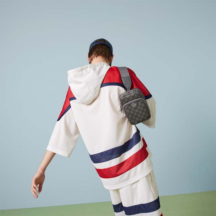 Gucci Unisex Ophidia GG Mini Bag Grey Black GG Supreme Canvas Double G