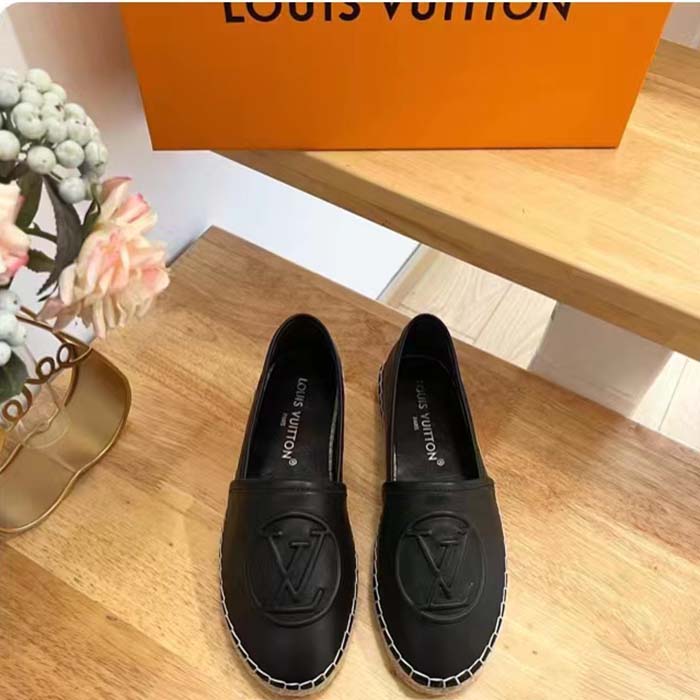 Louis Vuitton LV Women Starboard Flat Espadrille Black Lamb Leather Rubber