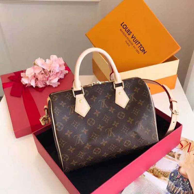 Louis Vuitton LV Women Speedy Bandoulière 25 in Signature Monogram Canvas-Brown
