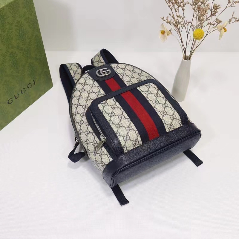 Gucci Unisex Ophidia GG Small Backpack Beige Blue GG Supreme Canvas