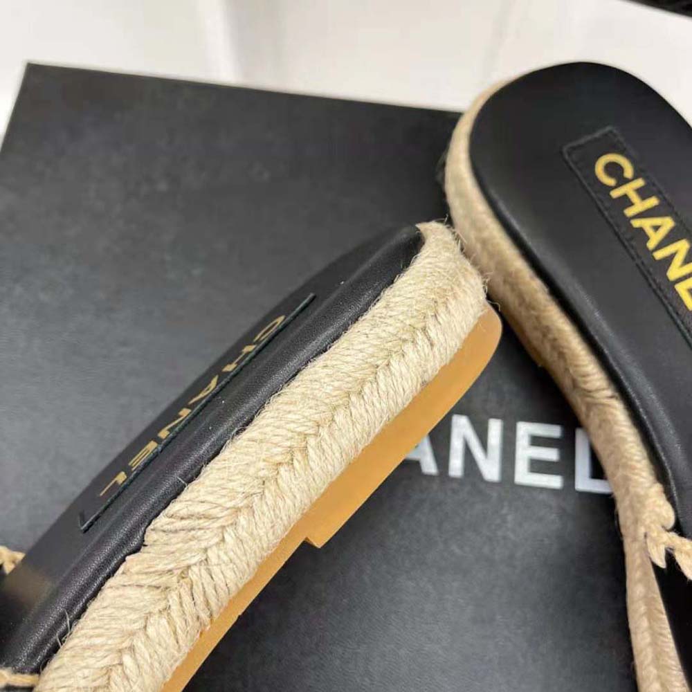 Chanel Women Mules Lambskin Beige & Black