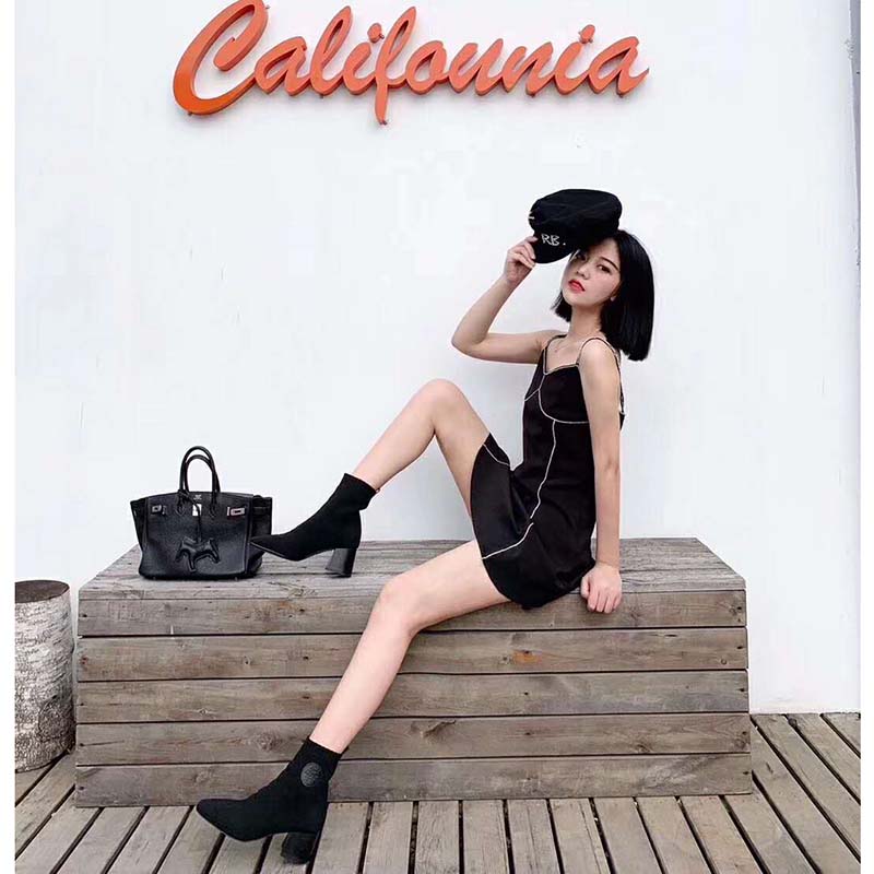 Hermes Women Volver 60 Ankle Boot Black Leather 2.4″ Heel