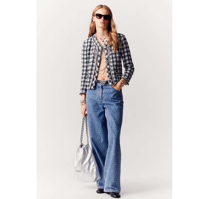 Chanel Women CC 22 Handbag Metallic Calfskin Silver-Tone Metal Silver