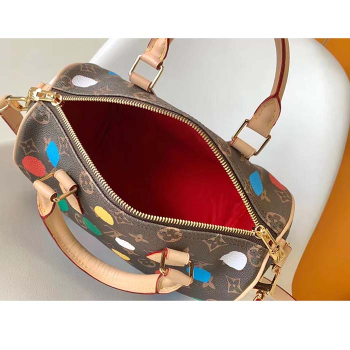 Louis Vuitton Unisex LVxYK Speedy Bandoulière 25 Monogram Coated Canvas 3D Painted Dots Print