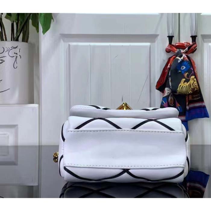 Louis Vuitton LV Women Pico GO-14 Black White Lambskin Cowhide Leather