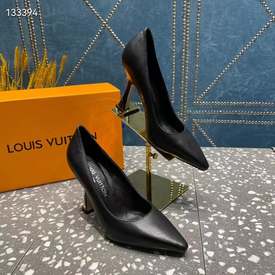 Louis Vuitton LV Women Sparkle Pump Black Lamb Leather Outsole 9.5 Cm Heel