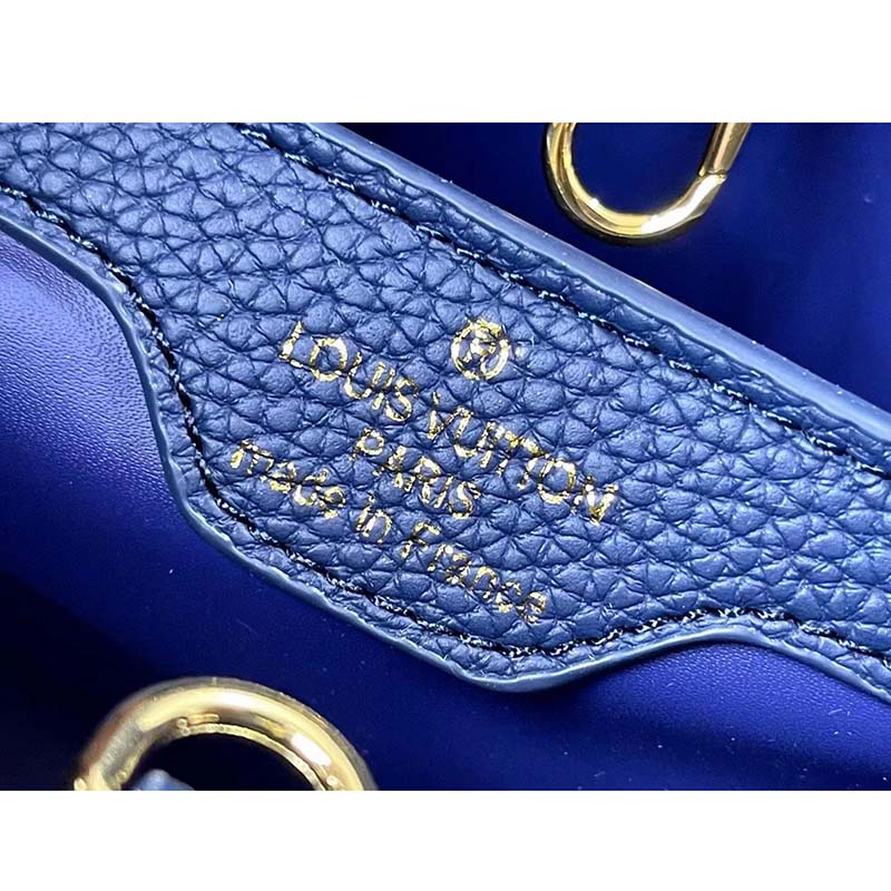 Louis Vuitton LV Women Capucines MM Handbag Navy Blue Taurillon Leather