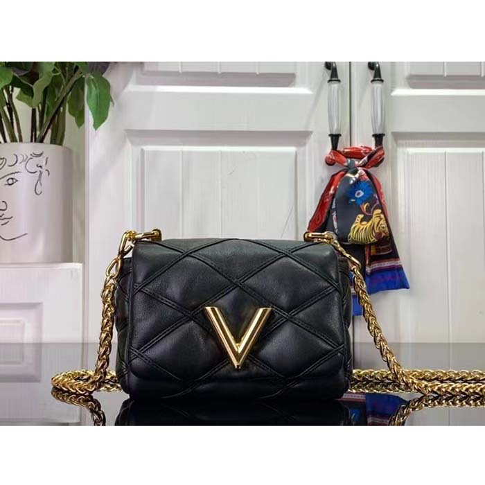Louis Vuitton LV Women Pico GO-14 Black Lamb Leather Lambskin Cowhide Leather