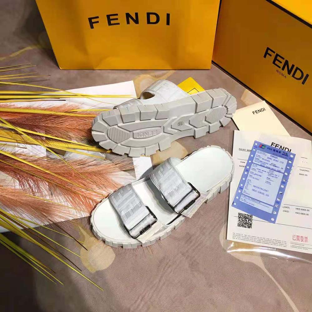 Fendi Women Sandals White Fabric Sandals