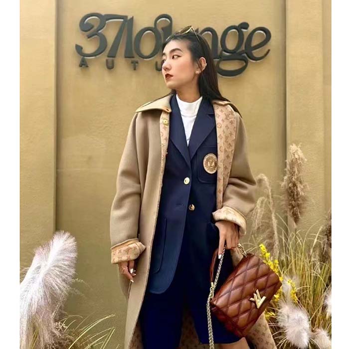 Louis Vuitton LV Women GO-14 MM Smoked Tan Lamb Leather Cowhide Leather