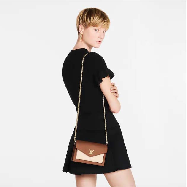 Louis Vuitton LV Women Mylockme Chain Pochette Châtaigne Brown Calf Leather