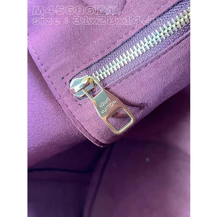 Louis Vuitton LV Unisex Neverfull MM Wine Red Monogram Empreinte Embossed Grained Cowhide Leather