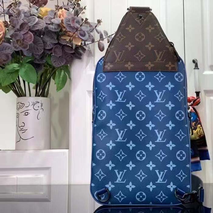 Louis Vuitton LV Unisex Avenue Slingbag NM Atlantic Blue Monogram Coated Canvas