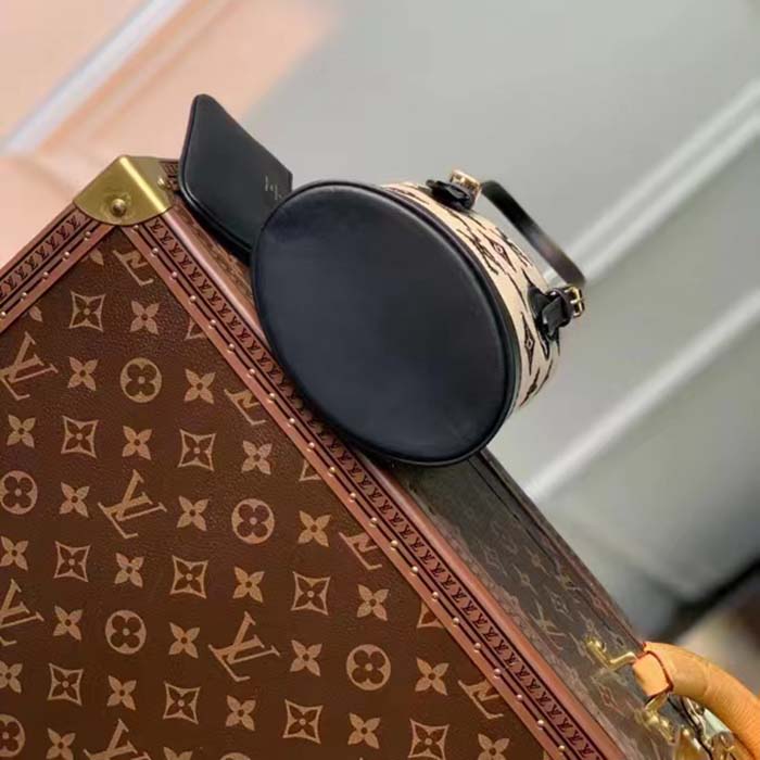 Louis Vuitton LV Unisex Nano Bucket Black Lotus Cotton Cowhide Leather