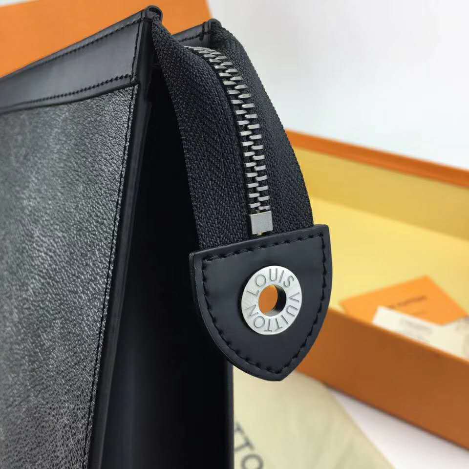 Louis Vuitton LV Unisex Pochette Voyage MM Bag in Monogram Eclipse canvas-Grey