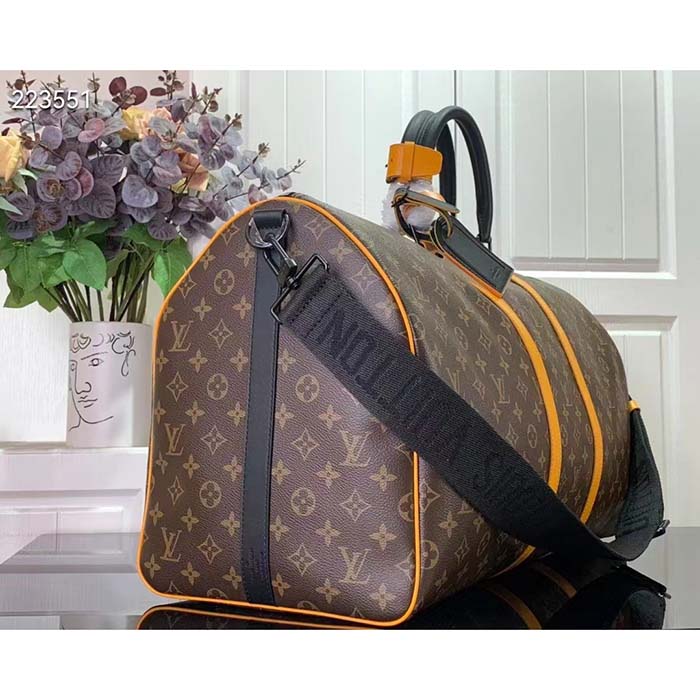 Louis Vuitton LV Unisex Keepall Bandoulière 45 Radiant Sun Monogram Macassar Coated Canvas