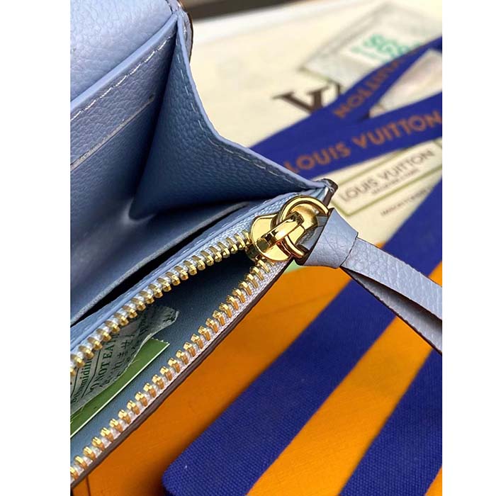 Louis Vuitton LV Unisex Rosalie Coin Purse Blue Monogram Empreinte Embossed Supple Grained Cowhide Leather