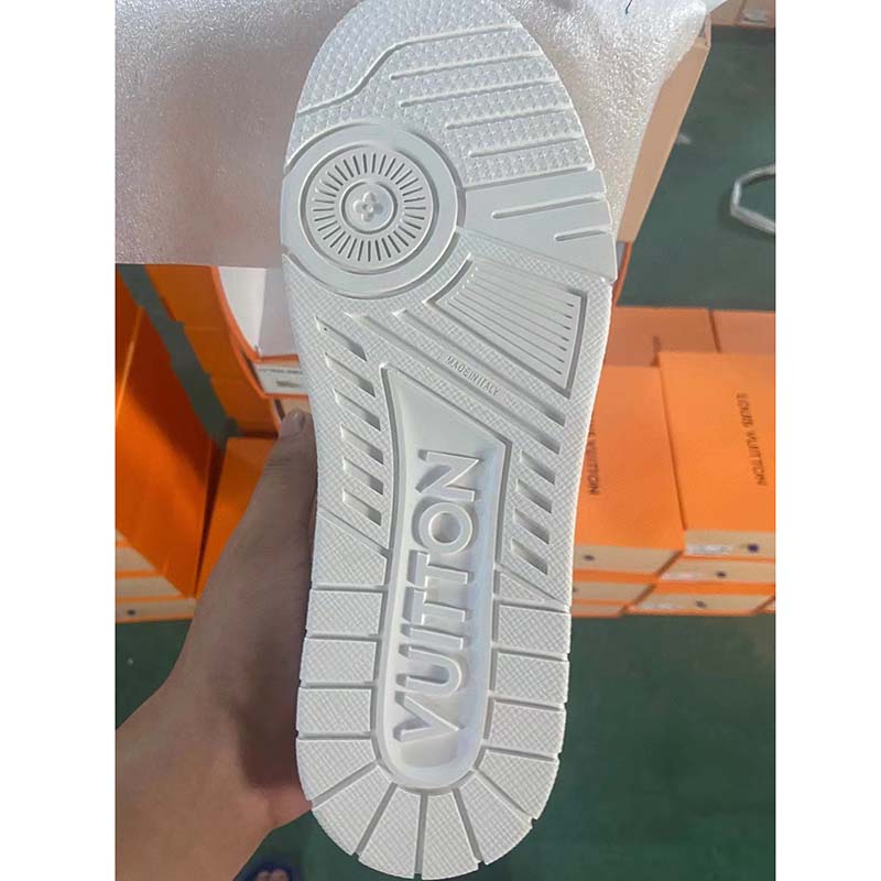 Louis Vuitton LV Unisex Run Away Sneaker White Monogram Embossed Grained Epi Calf Leather