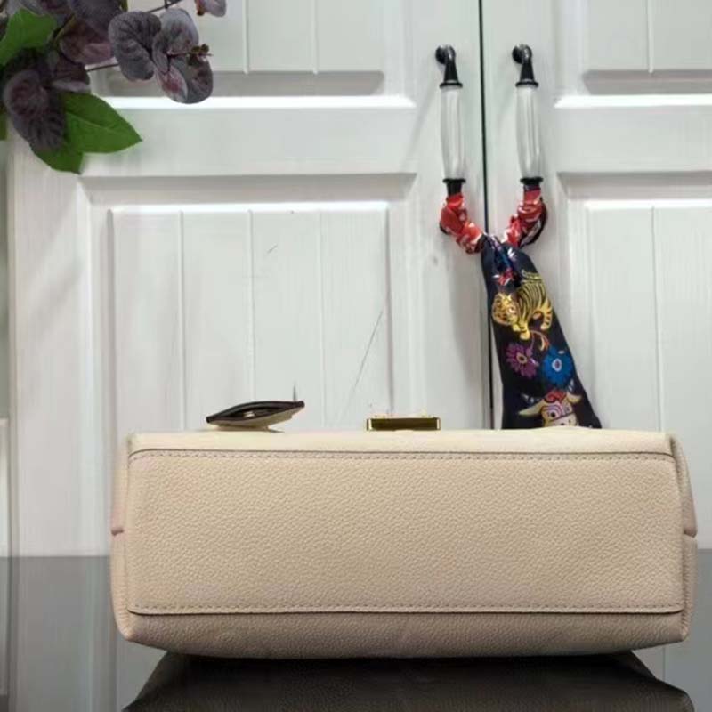 Louis Vuitton LV Women Madeleine BB Handbag Crème Beige Embossed Grained Cowhide