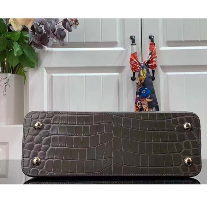 Louis Vuitton LV Women Capucines MM Handbag Grey Crocodilien Brillant Savoir Faire