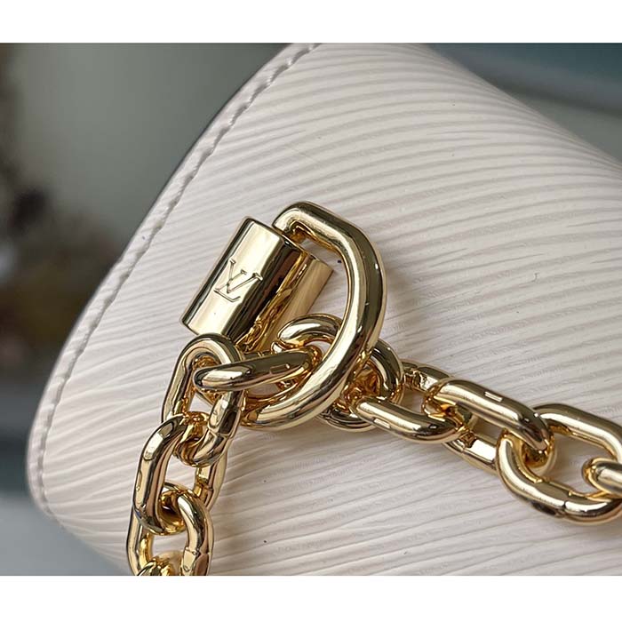 Louis Vuitton LV Women Twist MM Chain Bag White Epi Grained Cowhide Leather
