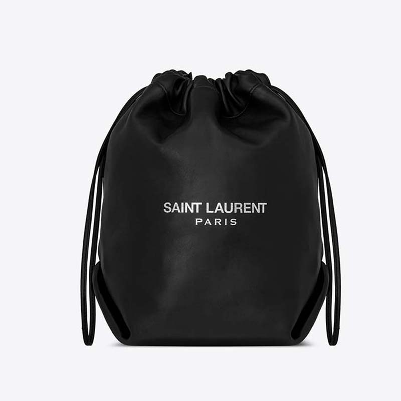 Saint Laurent YSL Women Teddy Drawstring Bag Smooth Leather