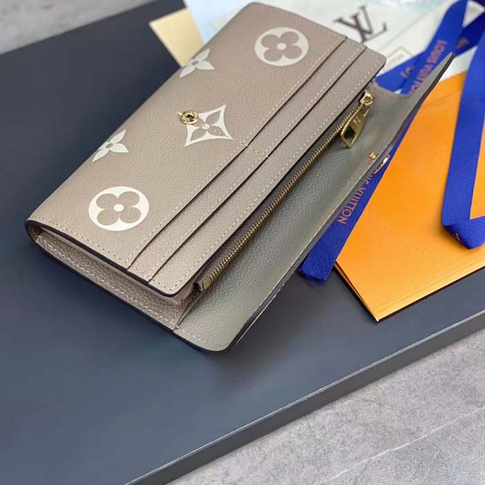 Louis Vuitton LV Unisex Sarah Wallet Cream Monogram Empreinte Embossed Supple Grained Cowhide Leather