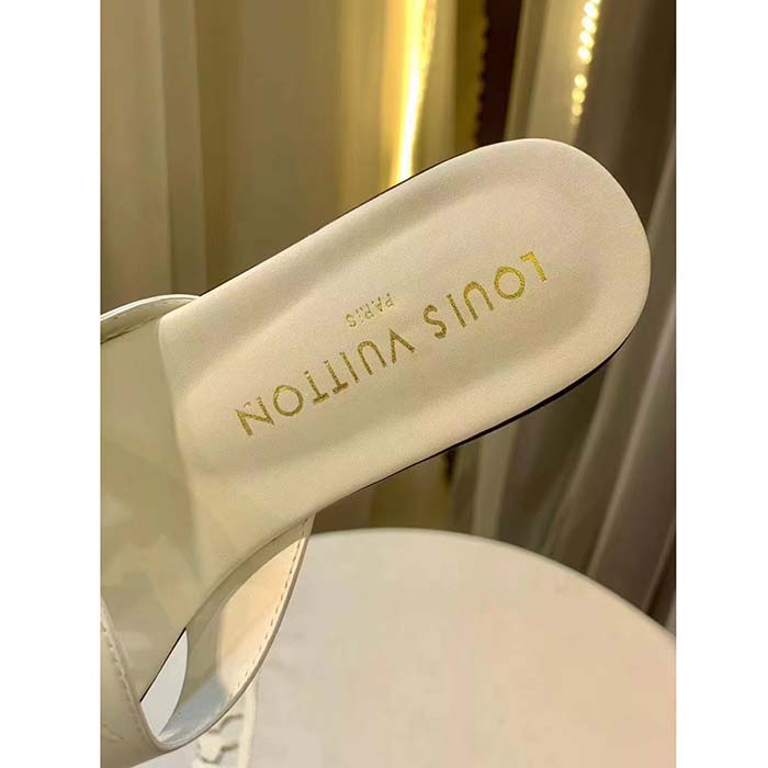 Louis Vuitton LV Unisex Isola Flat Mule White Calf Leather Circle Signature