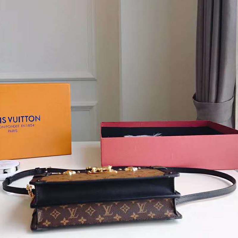 Louis Vuitton LV Women Trunk Clutch Handbag in Monogram and Monogram Reverse Canvas