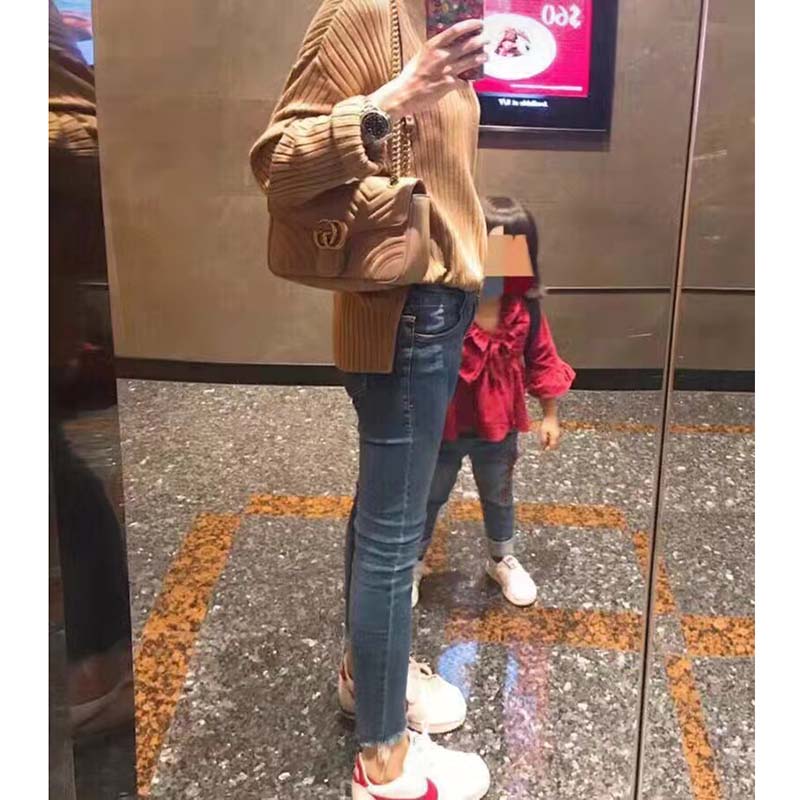 Gucci GG Women GG Marmont Small Matelassé Shoulder Bag Pink Double G