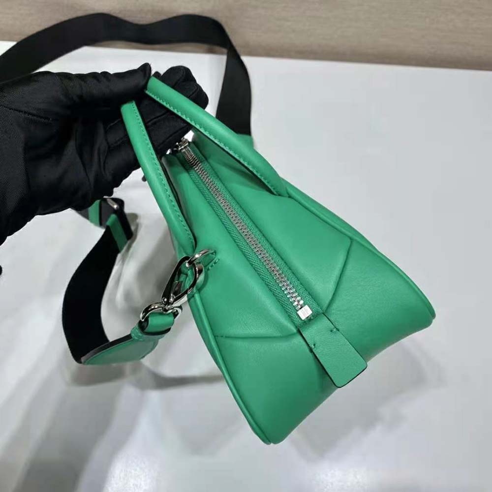 Prada Women Leather Prada Triangle Bag-Green